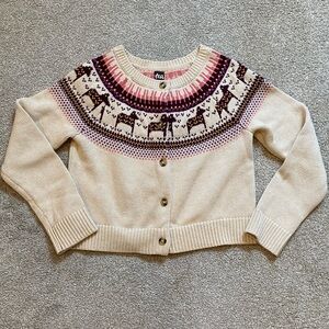 VGUC Tea Collection Cream/Purple sweater, sz L (8-10)